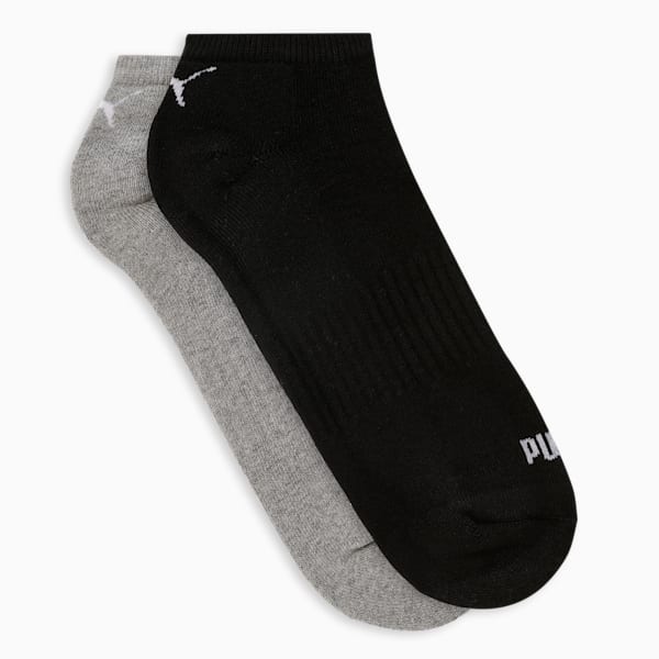 Cushioned Sneaker Socks Pack of 2, Medium Gray Heather-PUMA Black, extralarge-IND